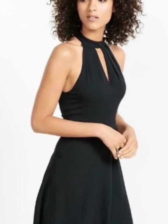 Express Dresses & Skirts - Express Black One-Shoulder Keyhole Fit & Flare Dress